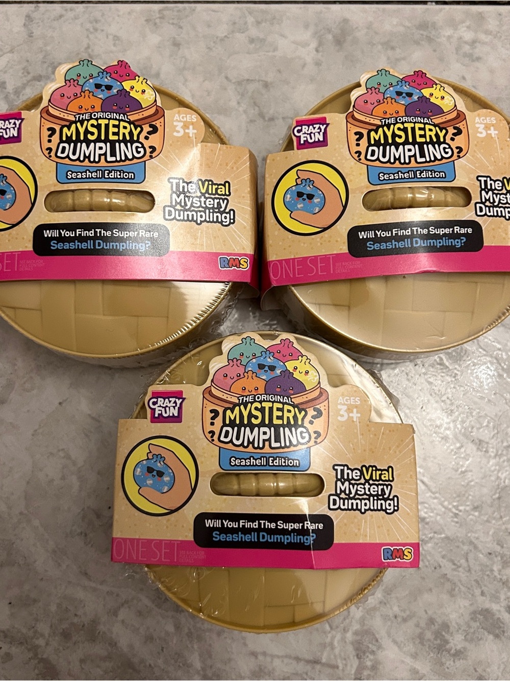 RMS Crazy Fun Squishy Mystery Dumpling Seashell Series Lot of 3 NWT